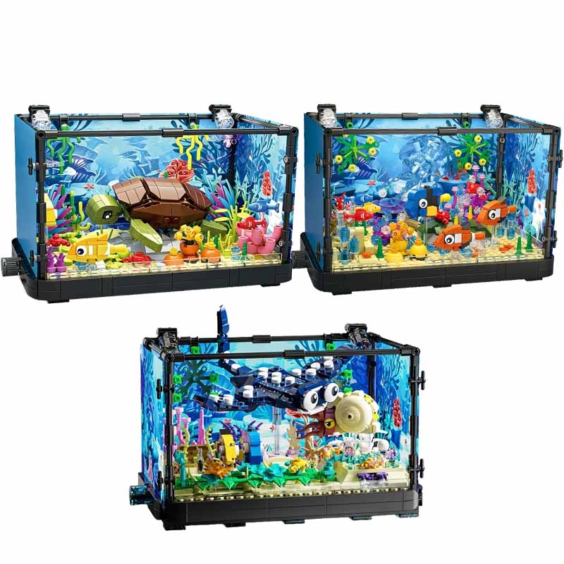 Marine Aquarium & Regional Centre Photos - ライト付き水槽ビルディングブロックセット、水槽、海洋カメ、14歳以上の子供向けビルディングブロックおもちゃ、ギフト、家の装飾