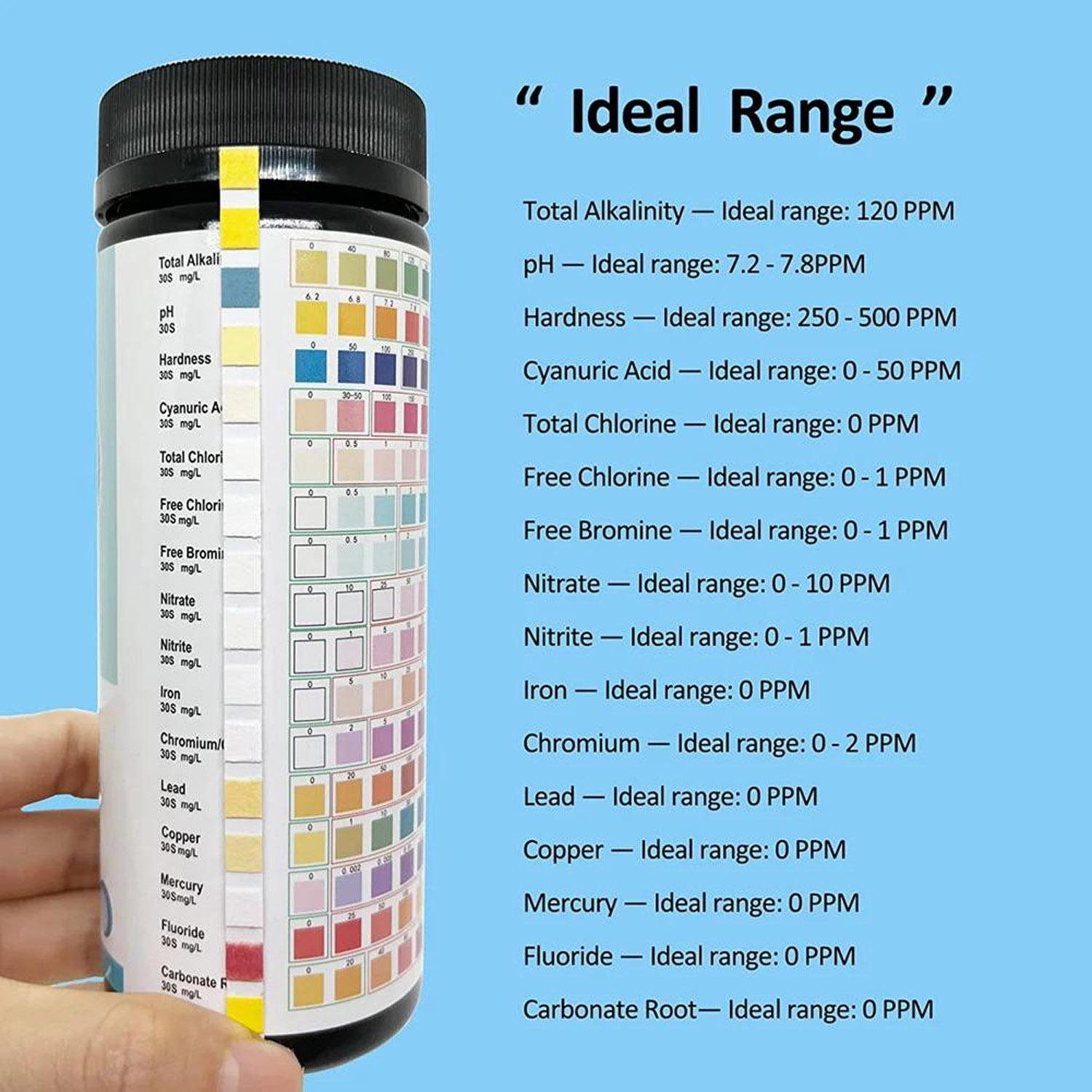16-in-1水質検査キットストリップ、100枚入り。家庭、 - Marine Aquarium Water Testing のレビューと価格