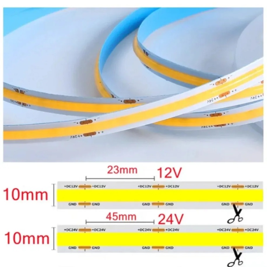 5～1m高密度COB LEDストリップ 12V/24V 52 - Actinic Blue Led のレビューと価格