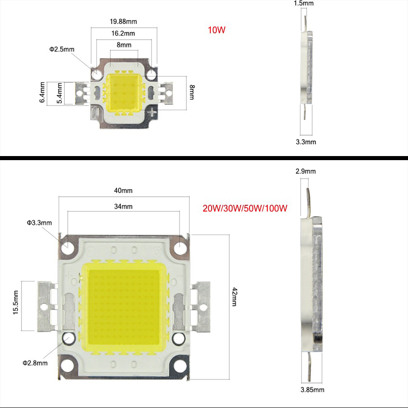 ハイパワーLED COBチップ 10W-100W LED投光 - Actinic Blue Led のレビューと価格