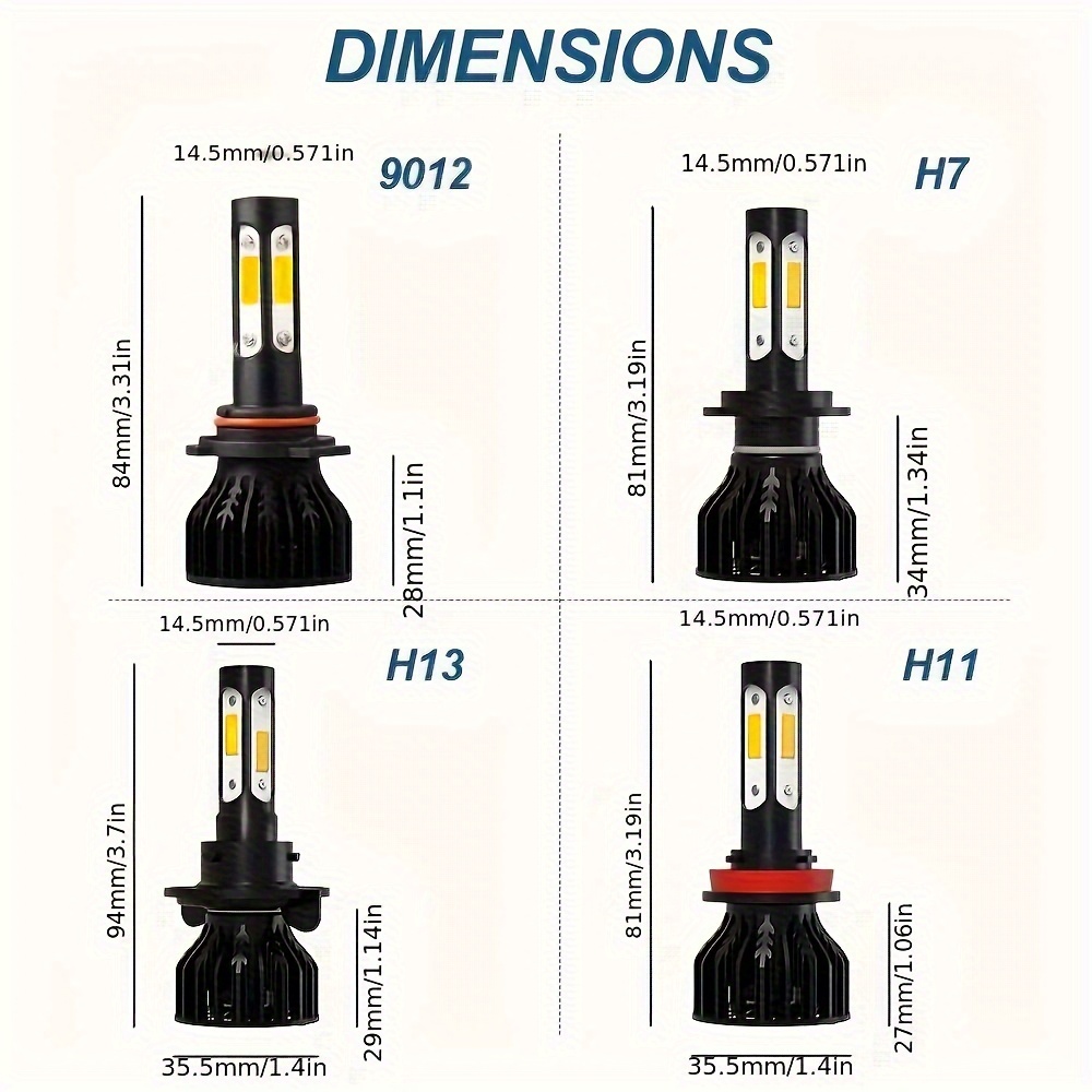2 個新 4 サイド 9005/HB3 9006/HB4 H - Actinic Blue Led のレビューと価格